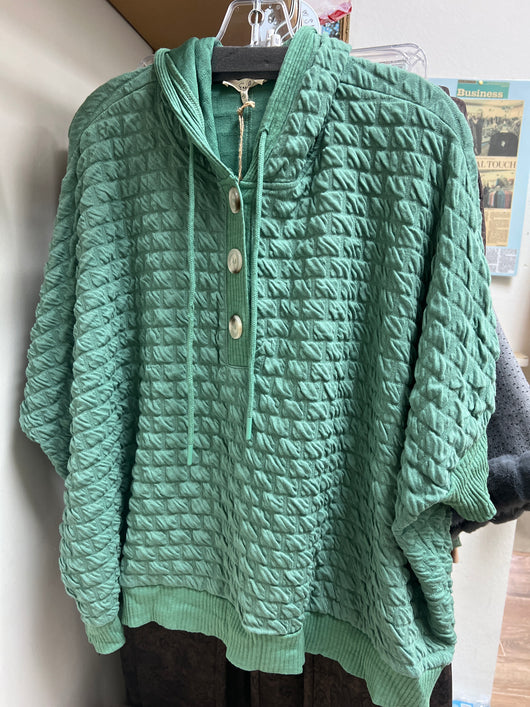 Easel green textured oversized pullover