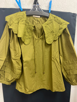 Entro olive green peasant top