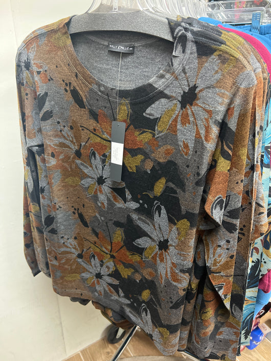 Nally & Millie brown grey multi top