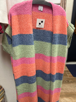 Cozy Co multi stripe long duster cardi