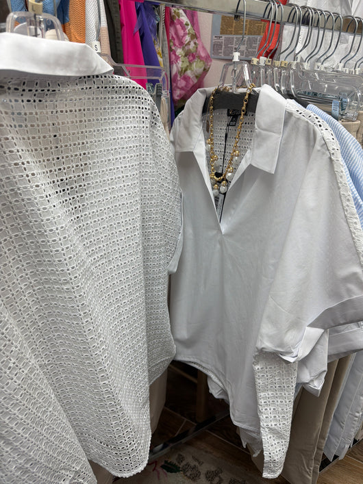Renaur white eyelet top