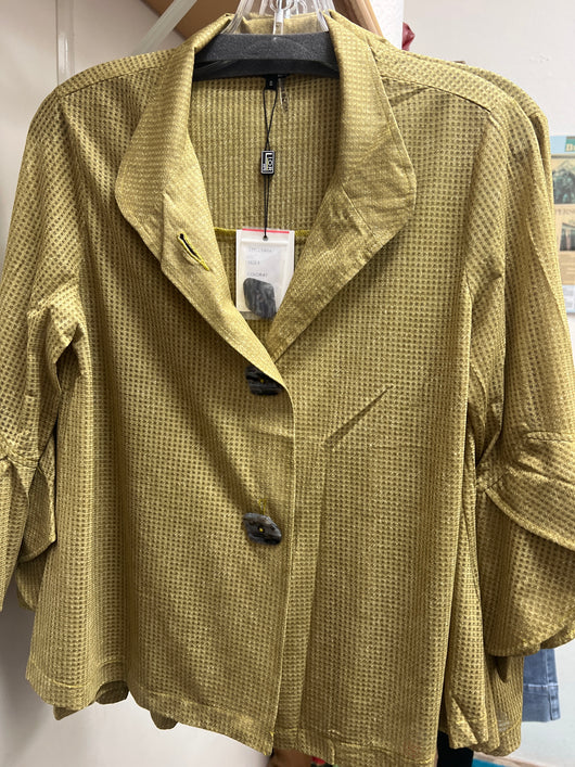 Lior gold button up waffle jacket