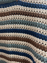 Eesome blue multi stripe crochet sweater