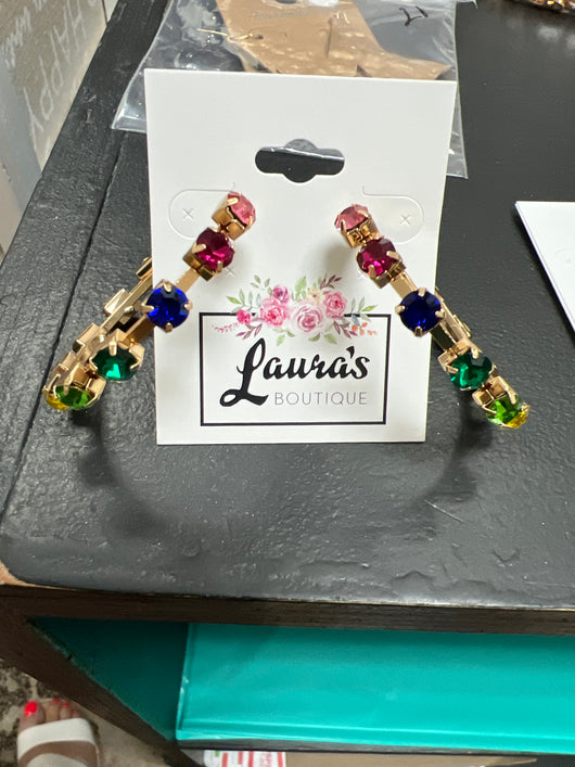 Multi jewel hoop earrings