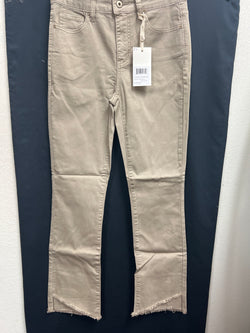Charlie B asymmetrical fray jeans almond