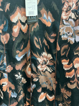 FDJ neutral camp print lettuce hem l/s top