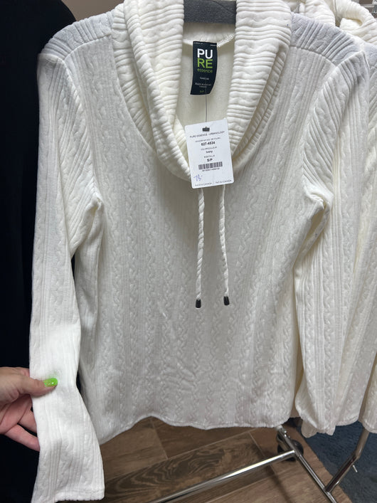 Pure ivory textured cowl neck tunic
