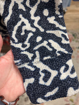 Tribal sapphire blue abstract cowl neck pullover