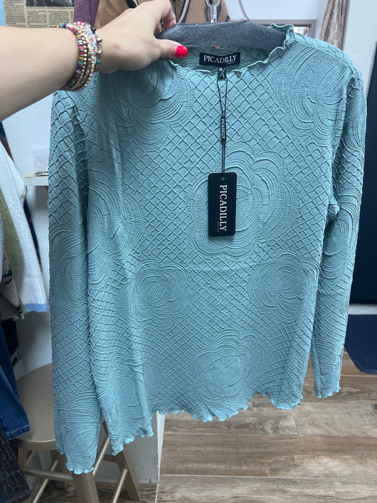 Picadilly dusty jade textured top
