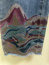 FDJ Christina straight ankle embroidered jeans