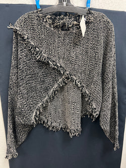 Davi & Dani grey black fray sweater topper