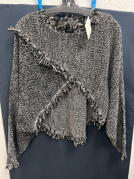 Davi & Dani grey black fray sweater topper