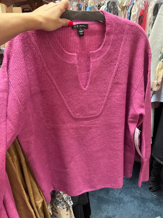 Tribal cameo pink v neck sweater
