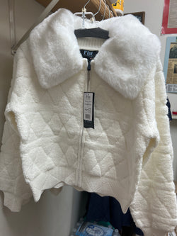 FDJ crème fur collar jacket