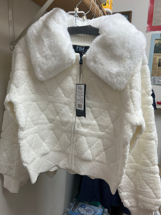 FDJ crème fur collar jacket