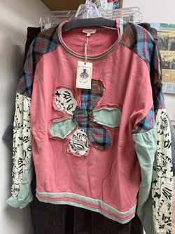 Easel flower patchwork sweater