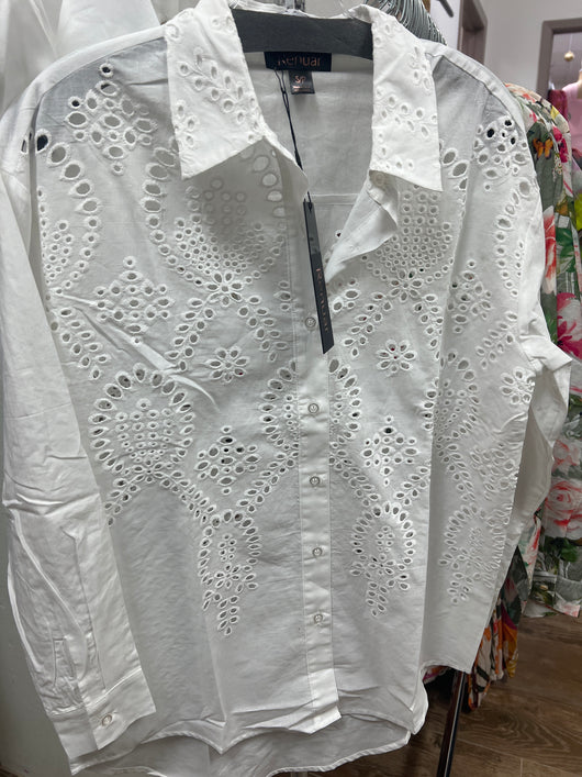 Renuar white eyelet button up shirt