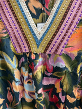 FDJ garden camouflage v neck mixed media top
