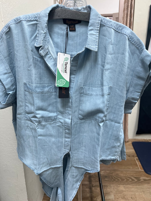 Renuar chambray tie front s/s top