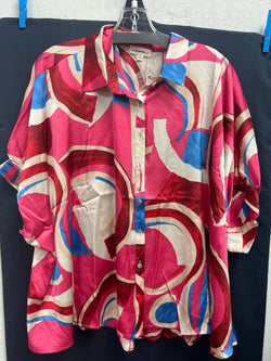 Eesome pink red multi blouse