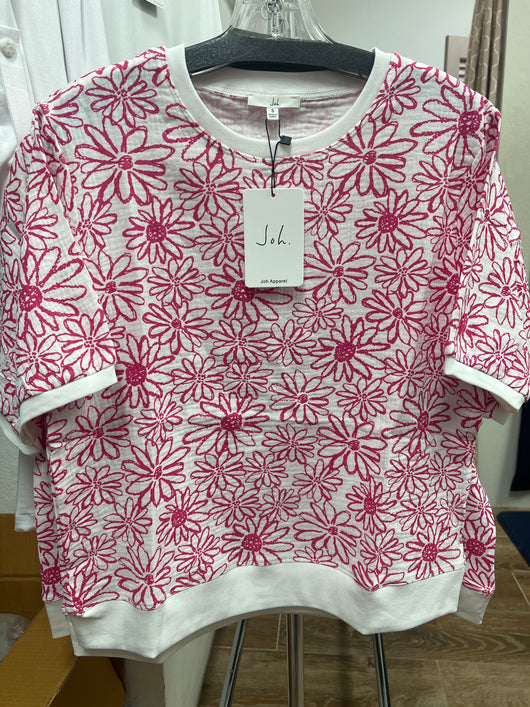 JOH pink white flowers cotton top