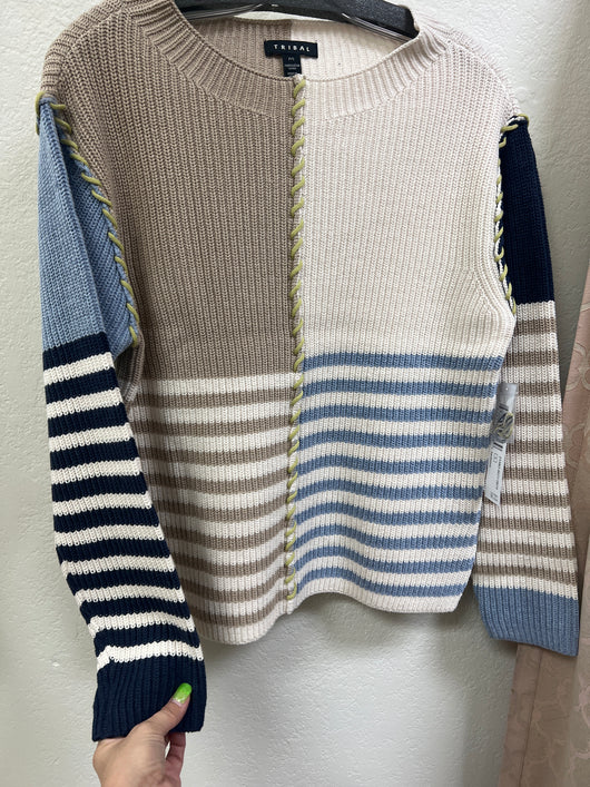Tribal sandstone multi stripe sweater