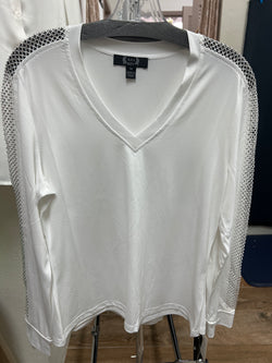 AZI white bling long sleeve shirt