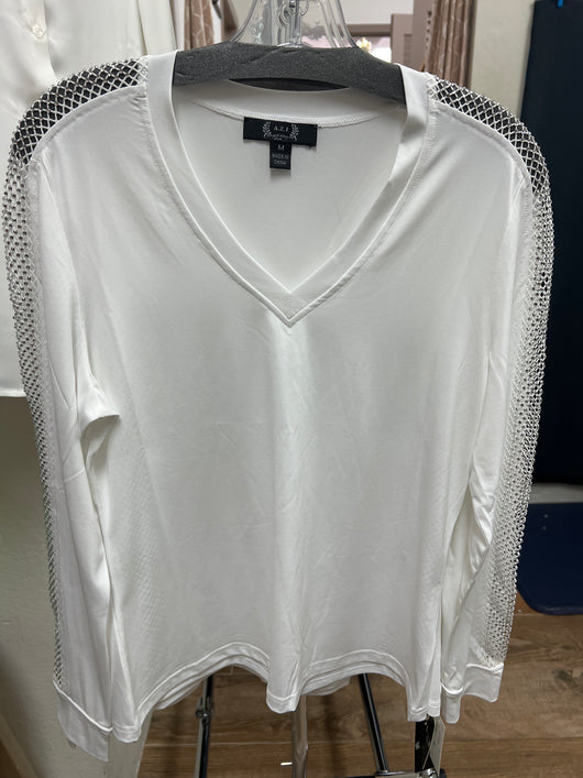 AZI white bling long sleeve shirt