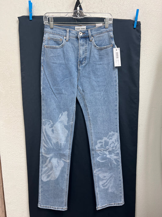 Tribal chalk blue bleach floral jeans