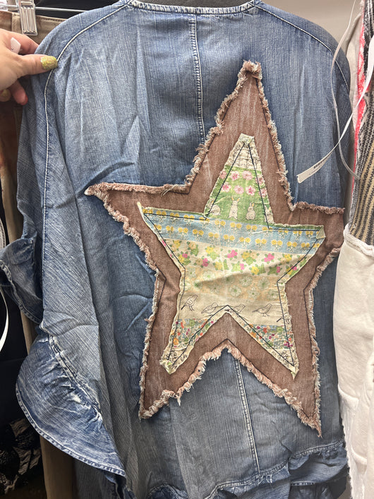 Easel bunny star chambray cardi