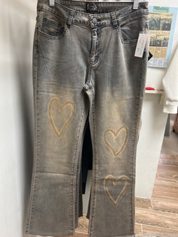 AZI rhinestone hearts jeans