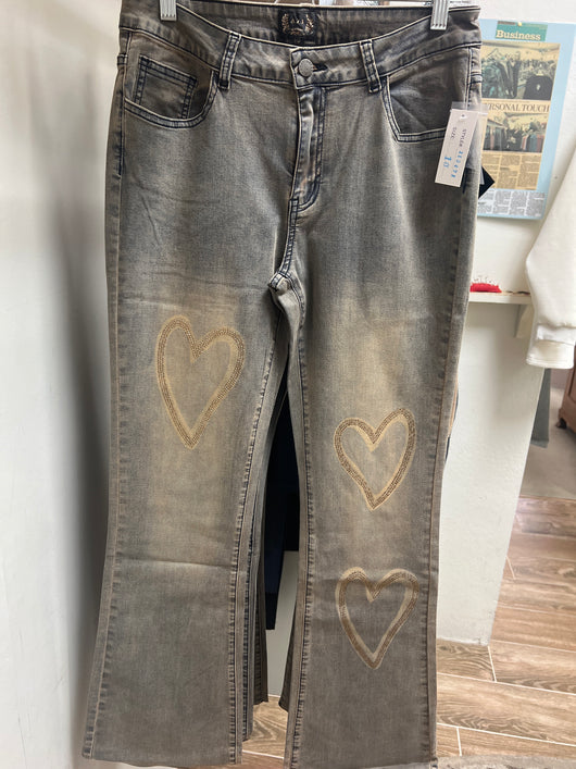 AZI rhinestone hearts jeans