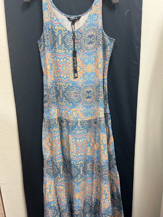 Charlie b papaya print blue coral dress
