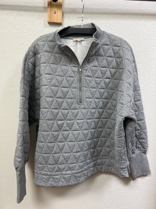 Jodifl grey textured zipper pullover