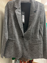 Renuar black combo knit herringbone blazer