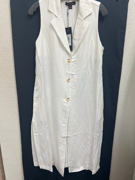 Renuar white linen long vest