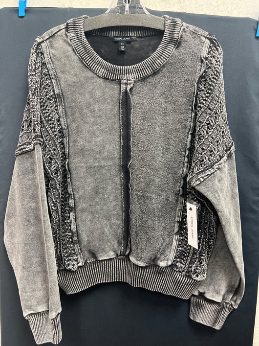 Tribal vintage look black sweater