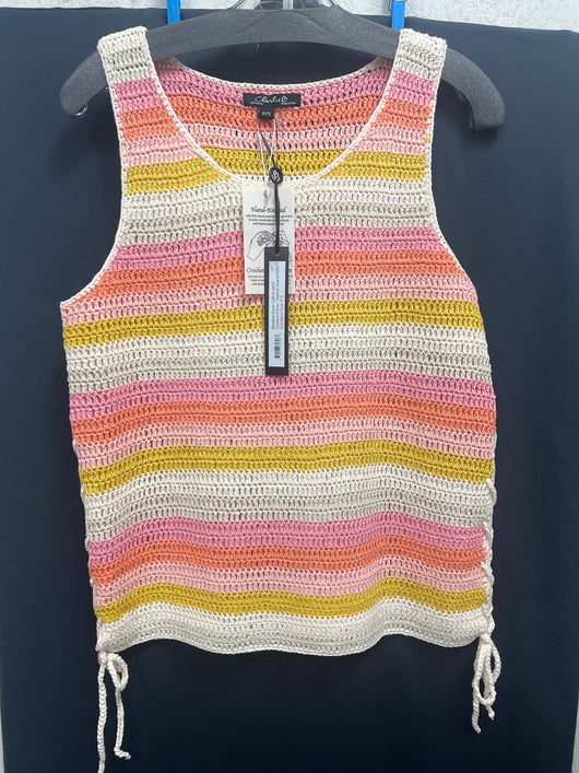 Charlie B guava stripe crochet tank