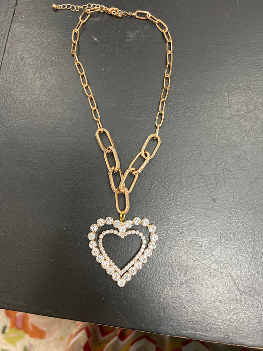 Gold bling heart necklace