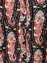 Boho chic black multi paisley button up dress
