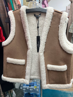 Charlie B reversible ecru tan Sherpa vest