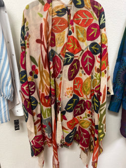 ANU turnip embroidered ruana