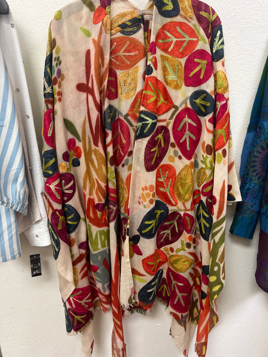 ANU turnip embroidered ruana