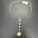 Michele Busch matte gold coin dangle necklace