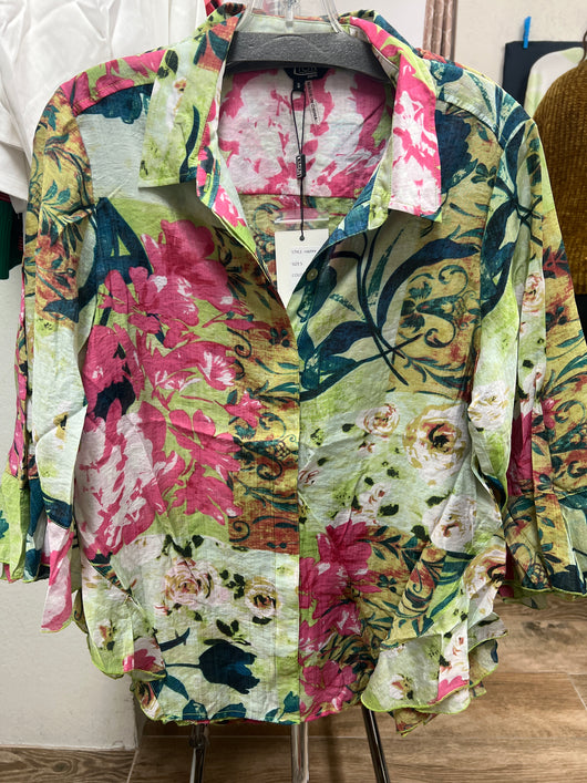 Lior green pink multi happy tunic