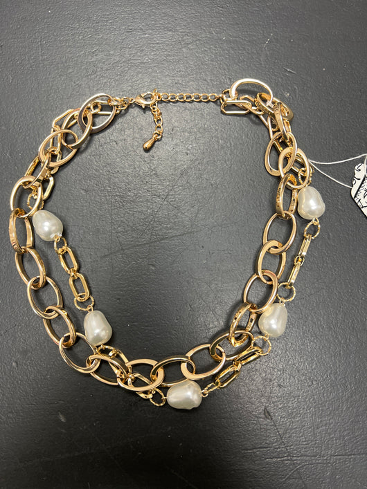 Lordane double strand gold pearl short necklace