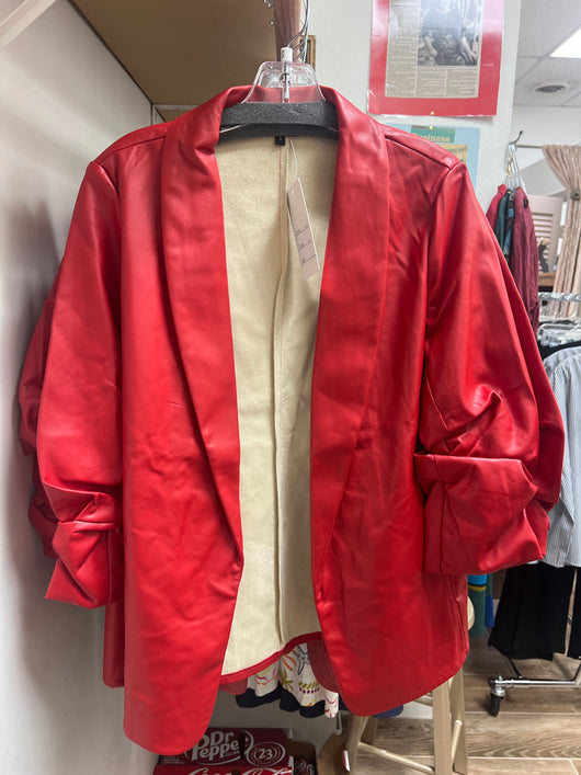 Weavz red pleather blazer