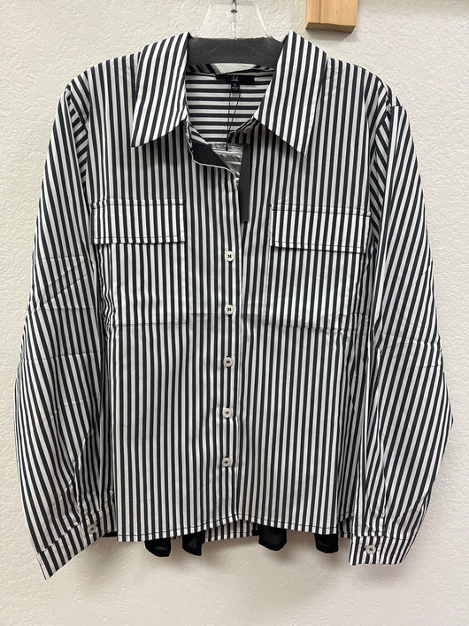 JOH black white stripe pleated shirt