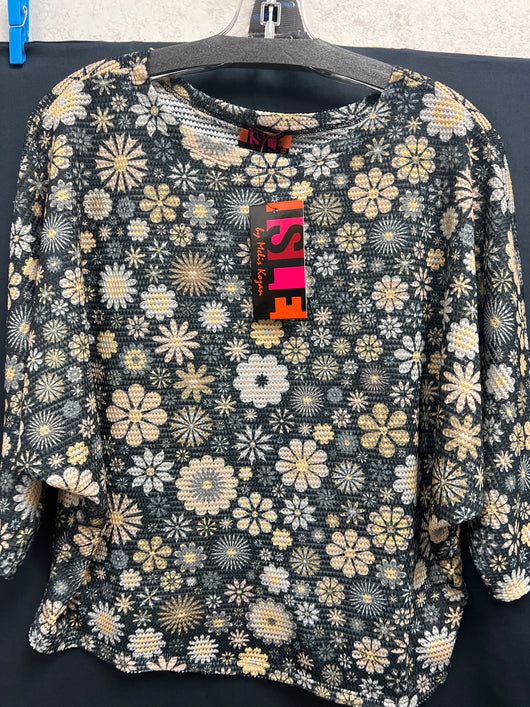 Isle mesh navy bloom floral top