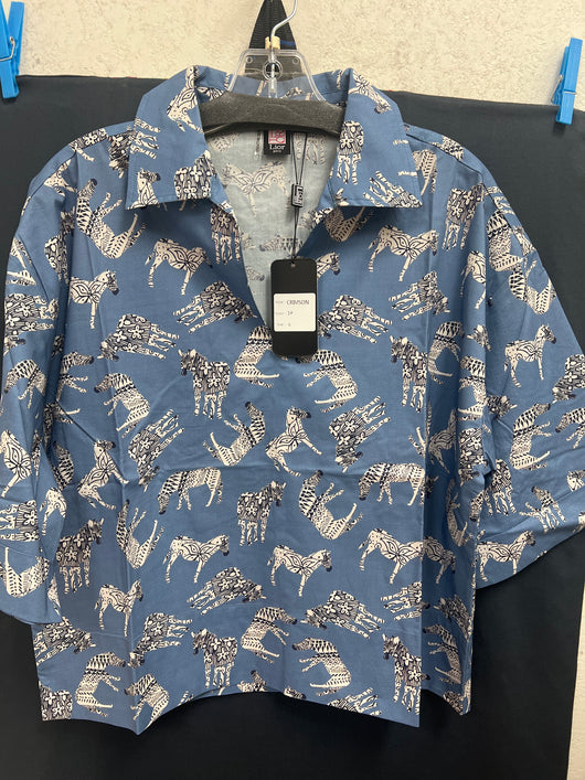 Lior zebras cotton top blue